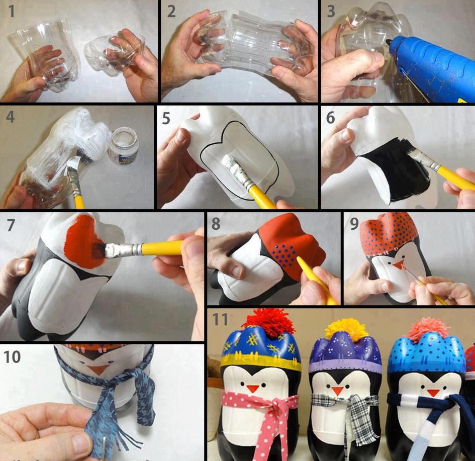 pingüino con botellas